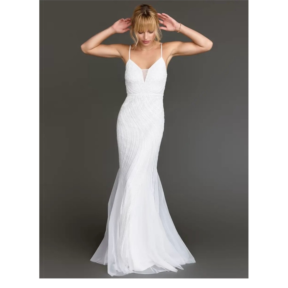 Minuet X New York & Company | Sleeveless Sequin Tulle Gown Bridal Wedding